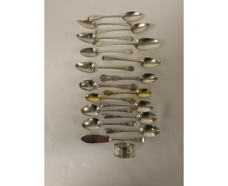 Mixed silver and electroplate - two silver queens pattern teaspoons, William IV and Victorian example (1.7 ozt); silver teasp