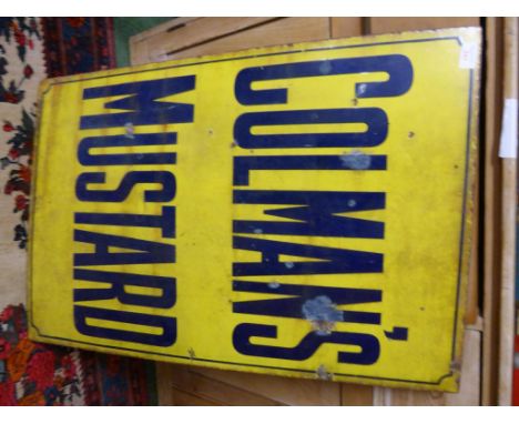 Original 'Colman's Mustard' yellow enamel wall sign