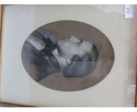 Pastel portrait of Victorian era gentleman in profile, signature and date partially obscured by oval mount, L(?) Sherrin del 