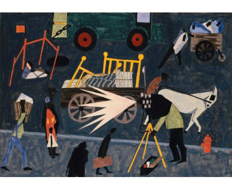 Jacob Lawrence "The Photographer, 1942" Offset Lithograph.Measures (Image, approx): 30 x 21.25.Verso is blank.Mounted to arch