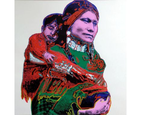 Andy Warhol "Mother and Child", FSII 383, 1986 Silkscreen. Cowboys and Indians. On Lenox Museum Board. Measures (approx): 36 