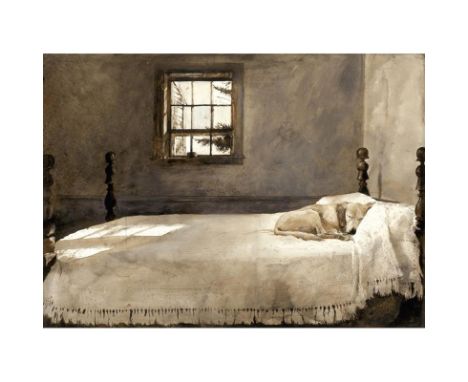 Andrew Wyeth "Master Bedroom" Offset Lithograph.Measures (approx): 16.5 x 12.0.Mounted to archival quality paper.Verso is bla