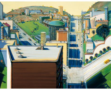 Wayne Thiebaud "Valley Streets, 2003" Offset Lithograph.Measures (Image, approx): 30 x 20.75.Verso is blank.Mounted to archiv