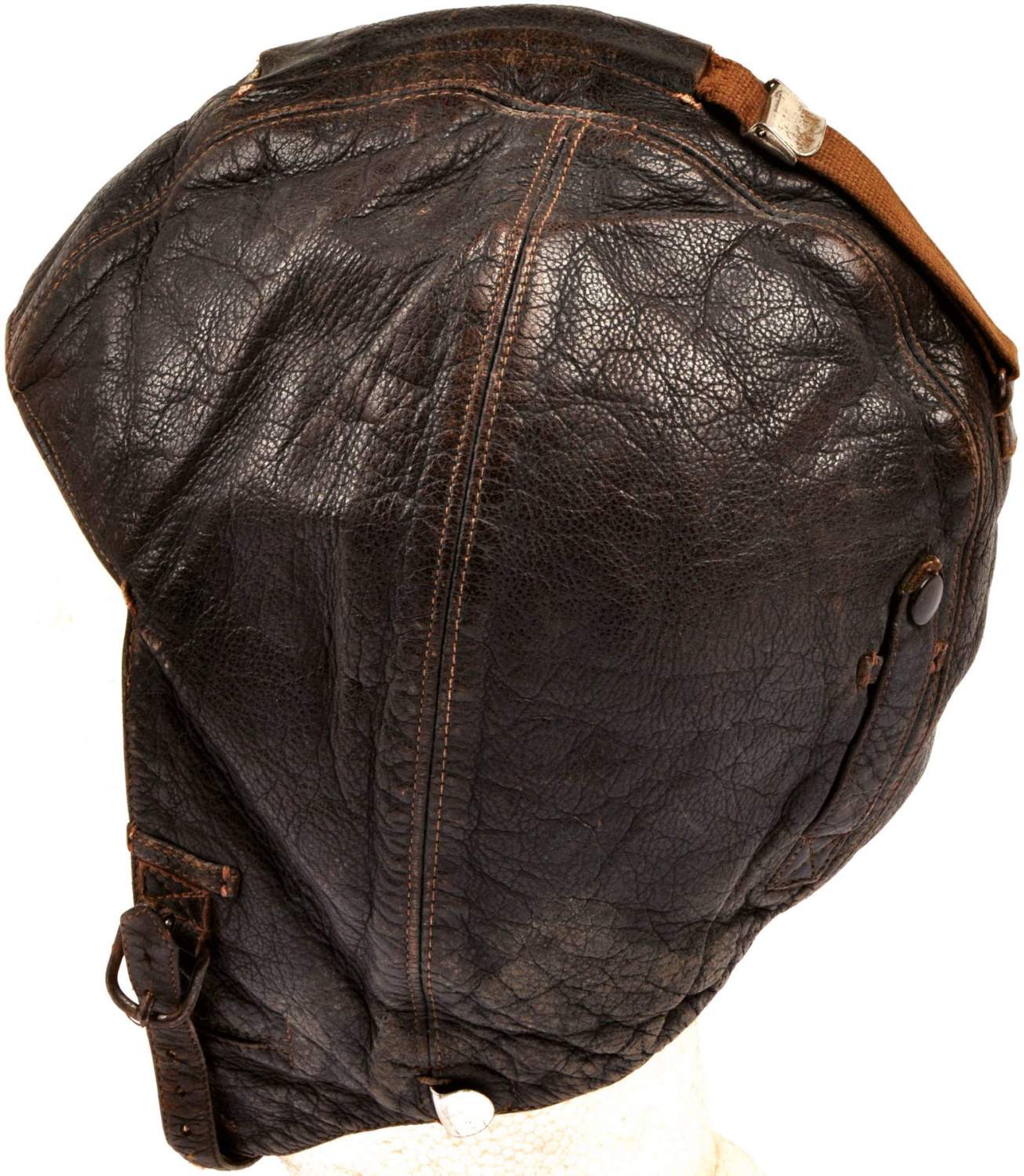 FLIEGER-KOPFHAUBE, braunes Leder, Ausführung ohne FT-Einrichtung