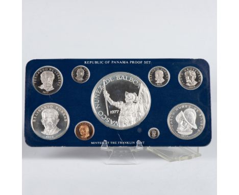 1977 Republic of Panama Silver Proof 9 piece Coin Set. Â&nbsp;This item has its original Franklin Mint packaging. Issued: 197