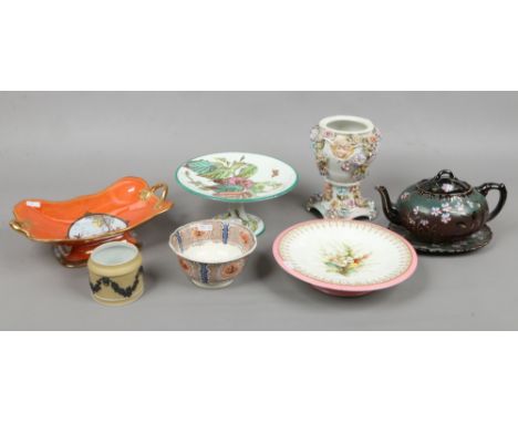 A quantity of collectable ceramics including a Royal Worcester hand painted dessert comport, Carlton ware twin handle dish in