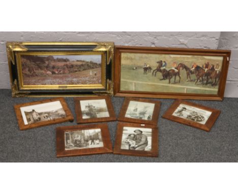 Six oak framed Frank Meadow Sutcliffe photographic prints of Whitby and the North Yorkshire coast, along with a gilt framed m