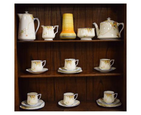 1930's period Bell China part tea service decorated with the Blossom pattern, together with a Shelley vase with orange and ye