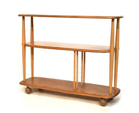 Modern Design - Ercol light elm and beech trolley bookcase   Condition: 