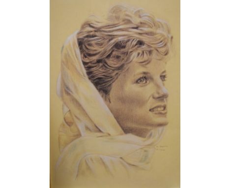 K. Johnstone - Signed limited edition print - Lady Diana Spencer, 86/2000, 57cm x 39.5cm, in gilt frame   Condition: 