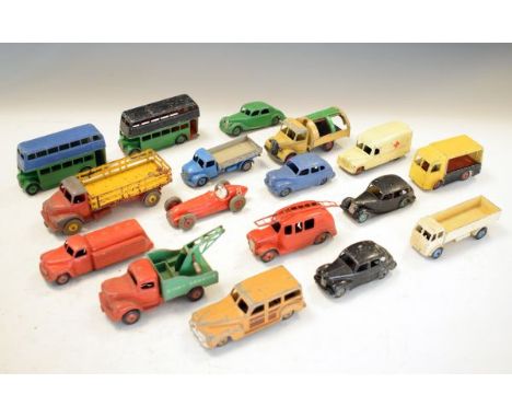 Assorted die-cast and other model vehicles to include; Dinky Observation Coach, Luxury Coach, Leyland Comet, Blawknox Bulldoz