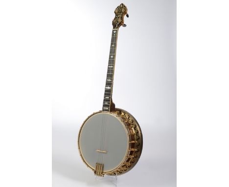 Tenor Banjo, The Bacon Banjo Co. Inc., Groton Connecticut, Modell Silver Bell No.4, Seriennummer 20081, USA 1927, geschnitzte