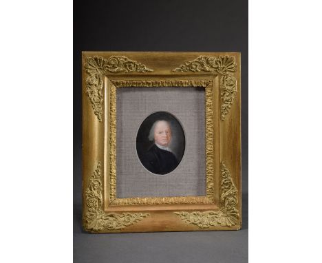 Denner, Catharina (1715-1744) "Portrait eines Mannes", Aquarell/Gouache, Rahmen nachvergoldet, 8,5x6,5cm (m.R. 23,5x20cm)