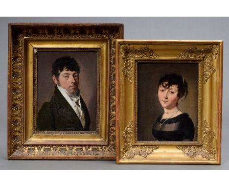Paar Boilly, Louis L. (1761-1845) "Portrait Dame und Herr", Öl/Leinwand, in Original Prunkrahmen mit vegetabilen Verzierungen
