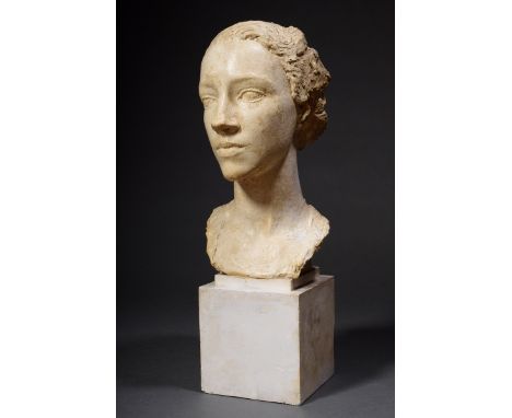Despiau, Charles (1874-1946) "Portrait Mme Charles Lindbergh (Anne Spencer Morrow)" 1939, Gips, sign., H. 59cm, leichte Alter