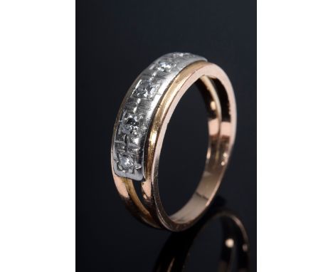 Schmaler RG/WG 750 Ring mit Achtkantdiamanten (zus. ca. 0.25ct/P1-2/CR), 3,9g, Gr. 54, Tragespuren