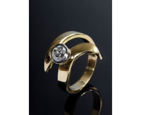 Moderner GG 750 Ring mit Altschliffdiamant (ca. 0.50ct/P1/W), 7,1g, Gr. 55