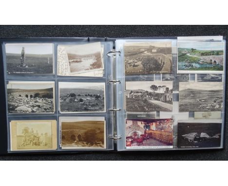 An album of approximately 206 postcards of Dartmoor, mainly Merrivale, Burrator and Two bridges, many RPs by Chapman &amp; So