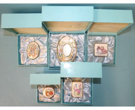 Border Fine Arts, 'The World of Beatrix Potter Enamels', a collection of four enamel pill boxes: 'Jemima Puddleduck' A5190, '