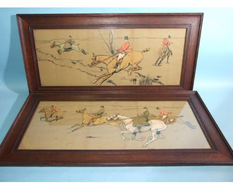 After Lionel Edwards, coloured hunting prints, a pair, 28 x 70cm, with an engraving "The Honourable Philip Sydney Pierrepont,
