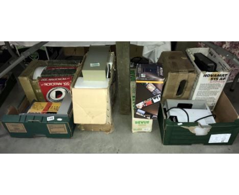 2 slide projectors and quantity of carrier cases also Raynox D8682 8mm projector and Kodak Kodascope model 55 projector