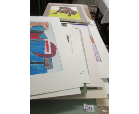  Portfolio/Folder/folio of artwork, artist's include Michael Haswell, Michael Jenkins, Terence Oram etc, paintings, Linocuts,