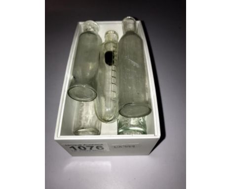 5 vintage cough syrup bottles including Ruby Remedy, Mrs Winslows &amp; Curtis &amp; Perkins