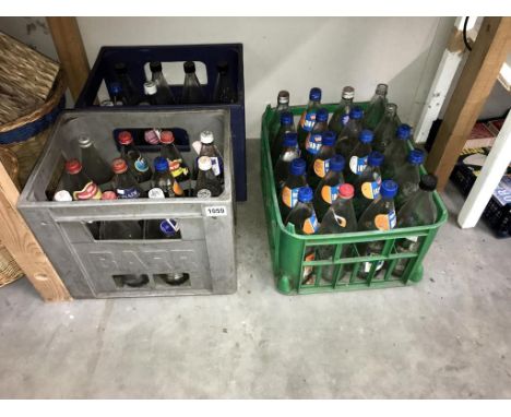 3 crates of vintage glass pop bottles