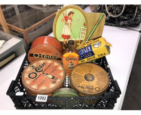 A quantity of vintage O-Cedar Mop polish tins &amp; contents etc.