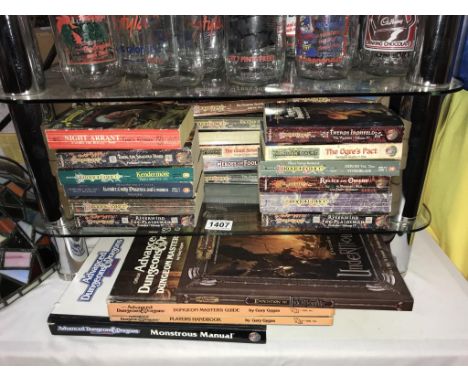A quantity of Dungeons &amp; Dragons related books including Dungeon Masters Guide, Players Handbooks, Monstrous Manual, Expe