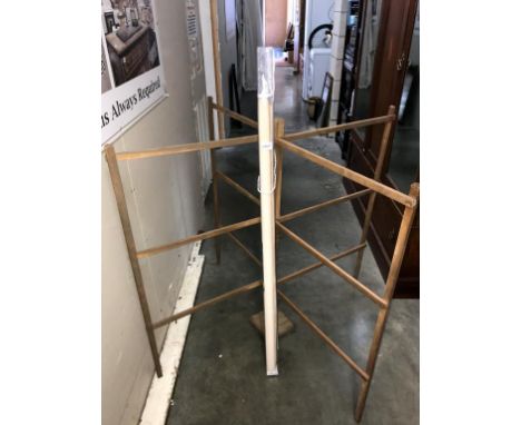 An unsealed vintage wooden clothes airer &amp; a window blind