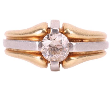 A diamond gypsy ring, centred with an old-european cut diamond with an estimated carat weight of 0.84ct, claw-set in white me
