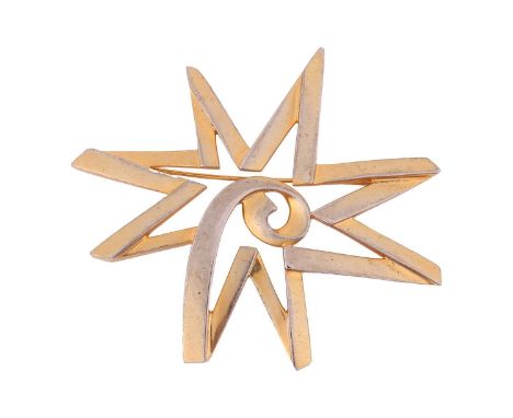 Tiffany &amp; Co. - a celestial star brooch in 18ct yellow gold, designed by Paloma Picasso for Tiffany &amp; Co., 1990s, of 