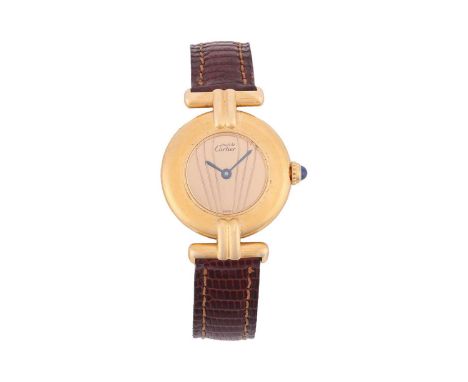 CartierMust de Cartier ColiséeReference: 1902Serial: CC 45491Bezel: SmoothYear: 1980sCase Material: Gold-vermeilCase Diameter