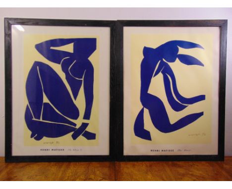 Two Henri Matisse framed and glazed silkscreen prints, Nu Bleu III and The Hair, 79 x 59cm each