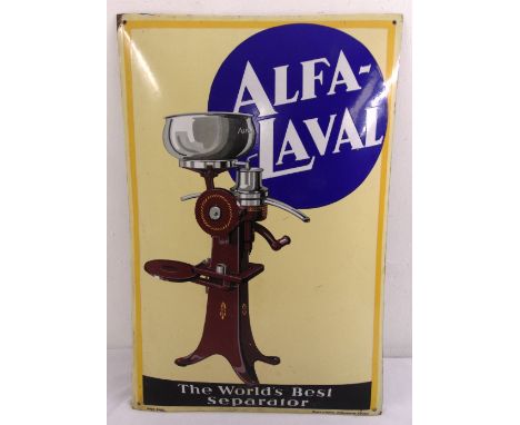 A rectangular polychromatic enamel sign for Alfa Laval coffee machine, 74 x 49cm