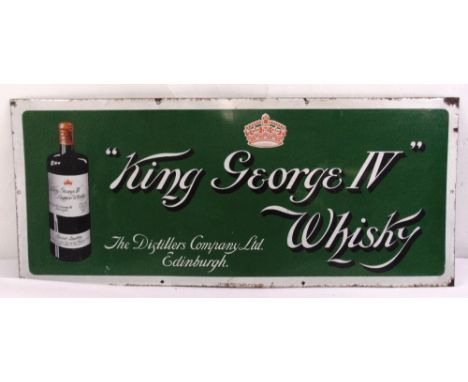 A rectangular polychromatic enamel sign for King George IV Whisky, 43 x 101.5cm