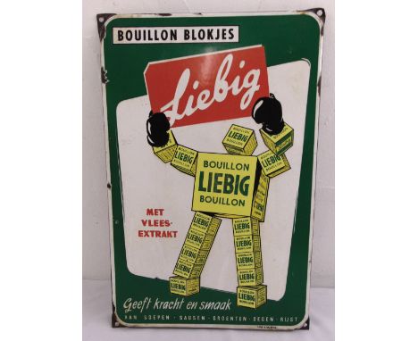 A rectangular polychromatic enamel sign for Liebig Bouillon, 58.5 x 38.5cm