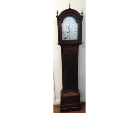 An oak cased striking longcase clock, the silvered dial with Roman numerals, two subsidiary dials by Gabriel Fowkes of Dartfo