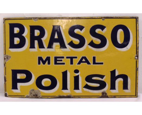 A rectangular polychromatic enamel sign for Brasso Metal Polish, 30.5 x 51cm