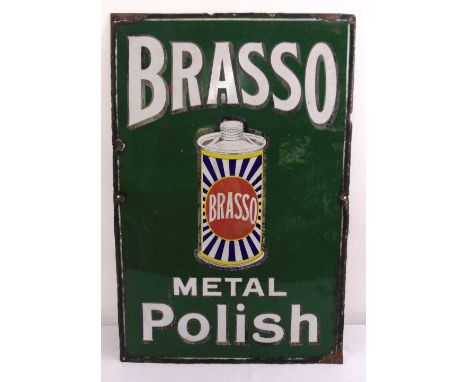 A rectangular polychromatic enamel sign for Brasso Metal Polish, 91 x 61cm