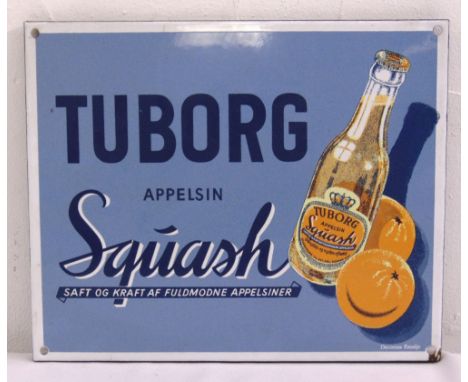 A rectangular polychromatic enamel sign for Tuborg Squash, 31 x 38cm