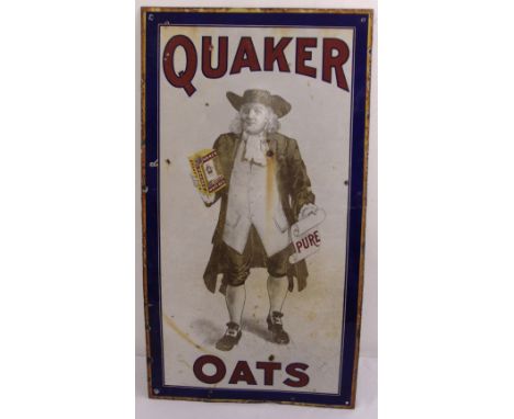 A rectangular polychromatic enamel sign for Quaker Oats, 101.5 x 55.5cm