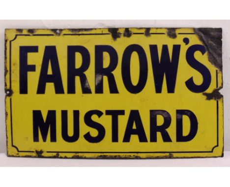 A rectangular polychromatic enamel sign for Farrows Mustard, 30.5 x 51cm