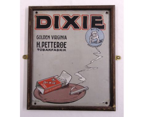 A rectangular polychromatic enamel sign for Dixie cigarettes, 30.5 x 25.5cm