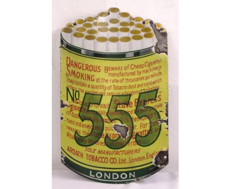 A shaped oval polychromatic enamel sign for 555 cigarettes, 45.5 x 28cm