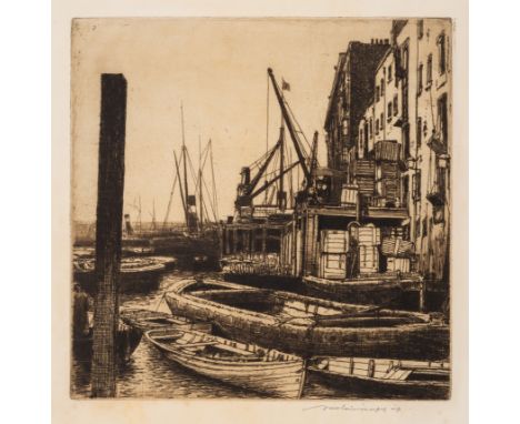 River Thames.- Etching Revival.- Menpes (Mortimer) Collection of 15 maritime and river scene etchings, some duplicates,&nbsp;