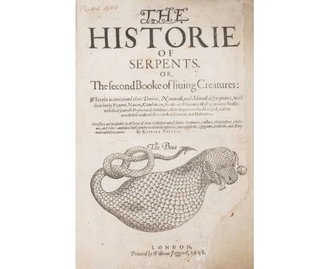 Snakes.- Topsell (Edward) The Historie of serpents; Historie of serpents. Or, The second booke of living creatures, first edi