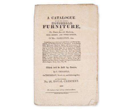 Ephemera.- Trimnell (Charles, auctioneer) [Sale Catalogue] A Catalogue of all the genuine Household Furniture, about Six Doze