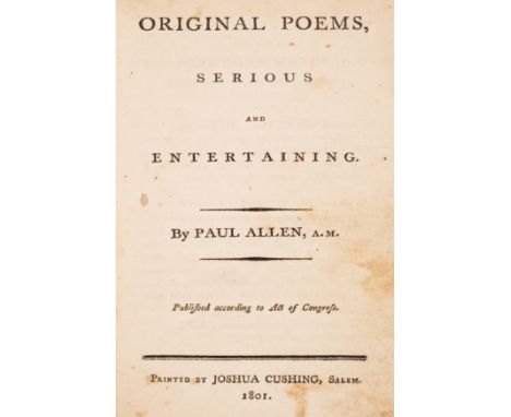 American poetry.- Allen (Paul) Original poems, serious and entertaining, first edition, final f. blank, stained, lightly brow